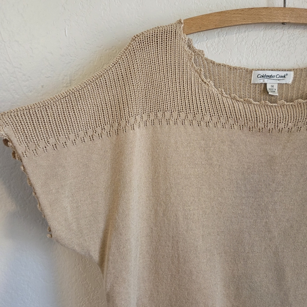 Coldwater Creek Dolman Short Sleeve Brown Metalic Knit Pullover PlusSize 1X - Picture 3 of 16